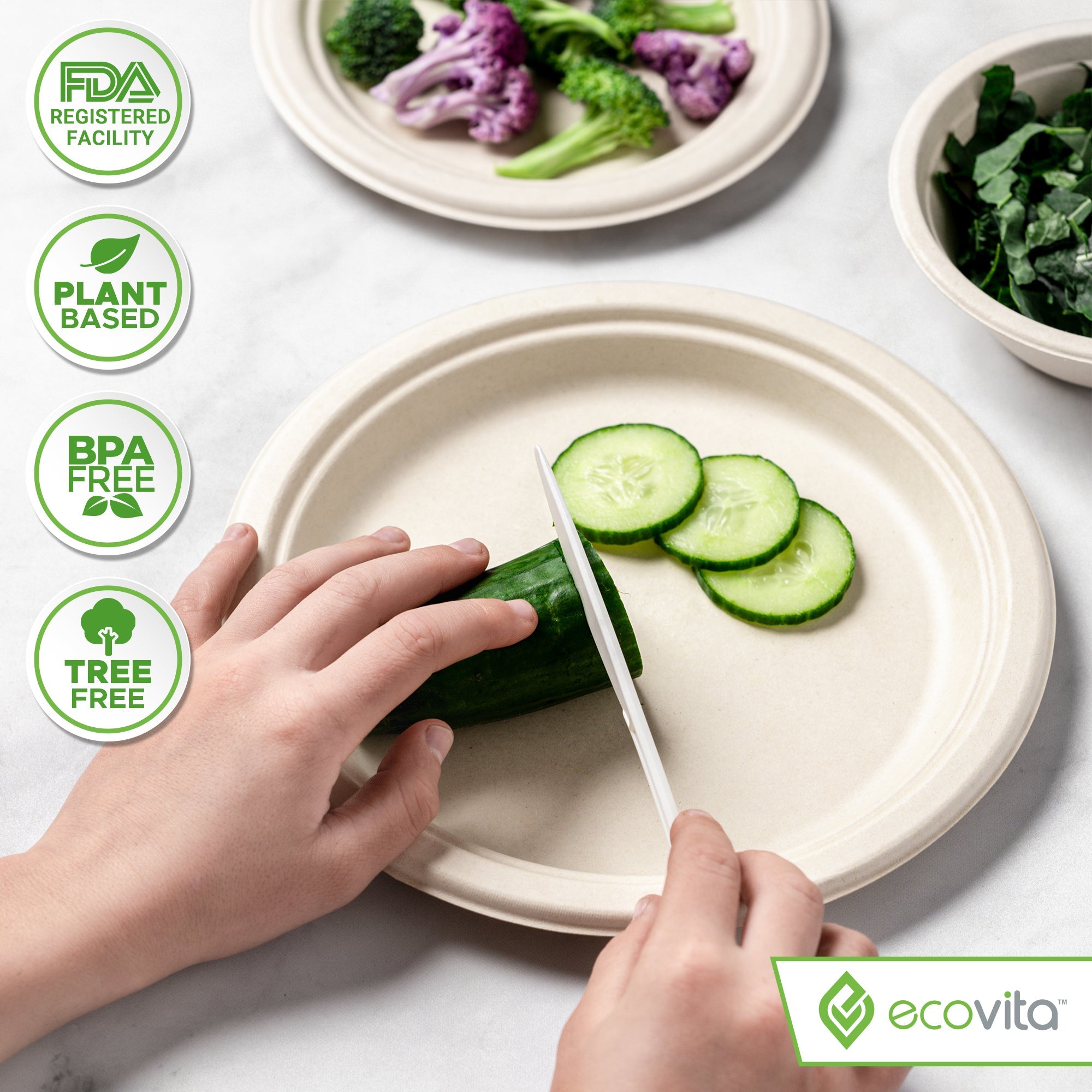 Velnoxhome  Compostable Plant-Based Cutlery Set, BPI Certified Eco-Friendly Disposable Knives with Tray