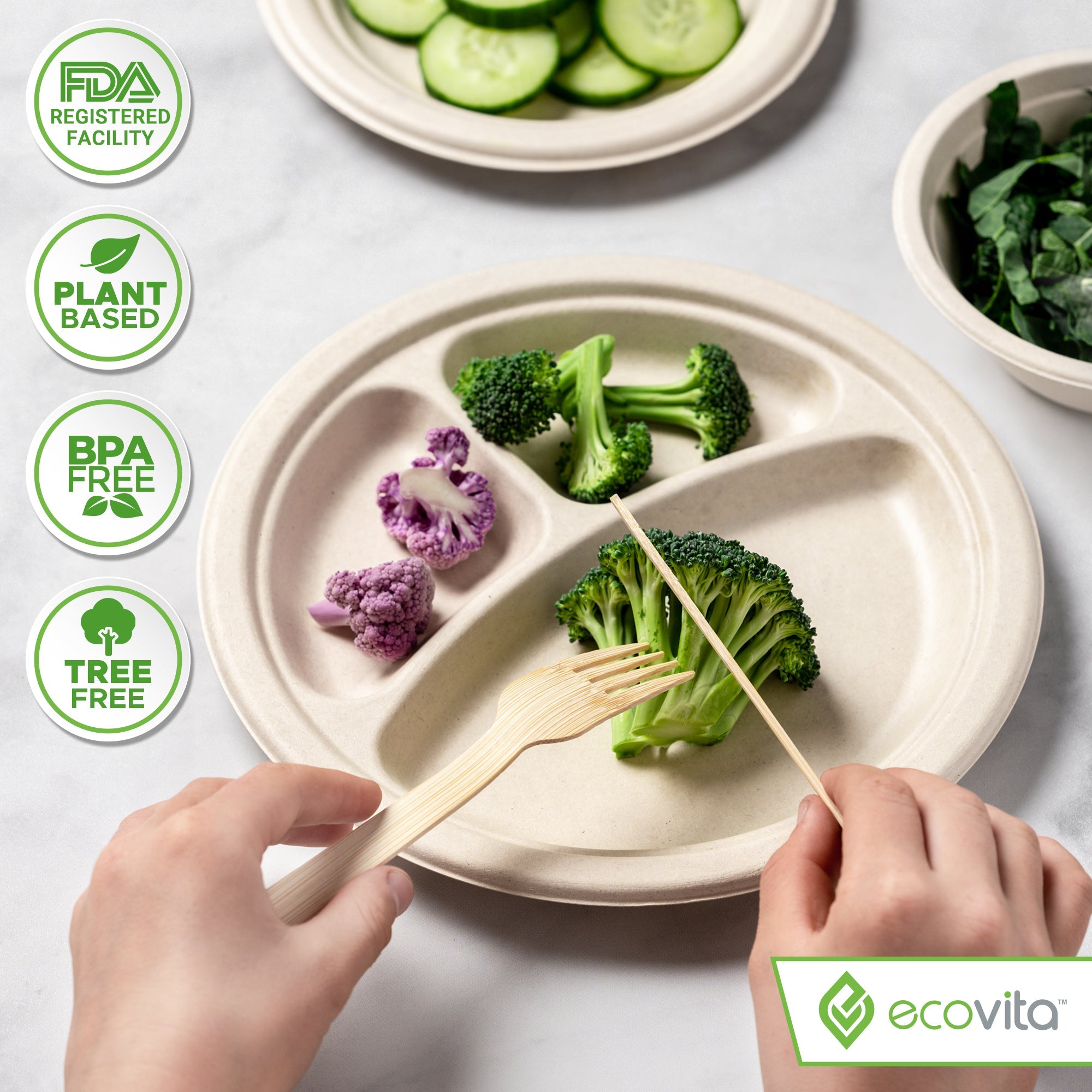 Velnoxhome Compostable Bamboo Cutlery Set, 380-Piece Premium Disposable Utensils with Tray