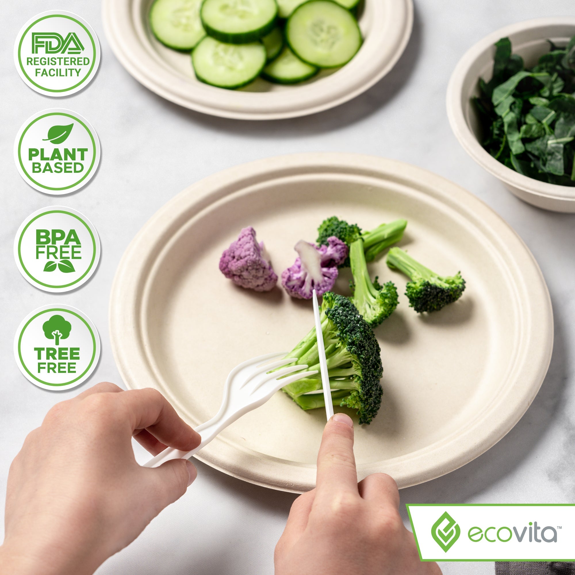 100% Compostable Forks - Disposable Eco Fork Utensil Sets - Eco Friendly Alternative to Plastic Forks