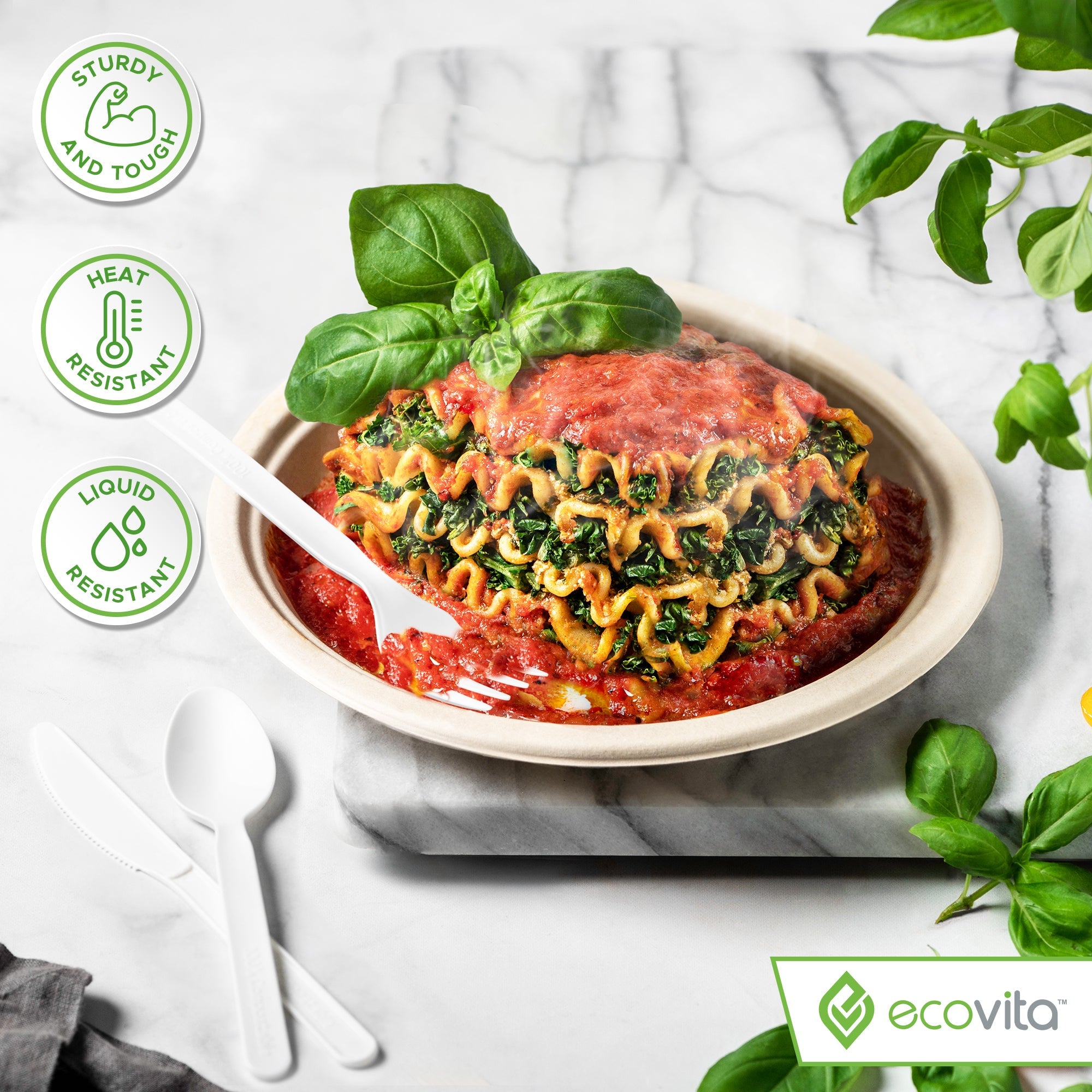 100% Compostable Forks Spoons and Knives - 380 Piece Eco Cutlery Combo Set - Eco Friendly Alternative to Plastic Silverware