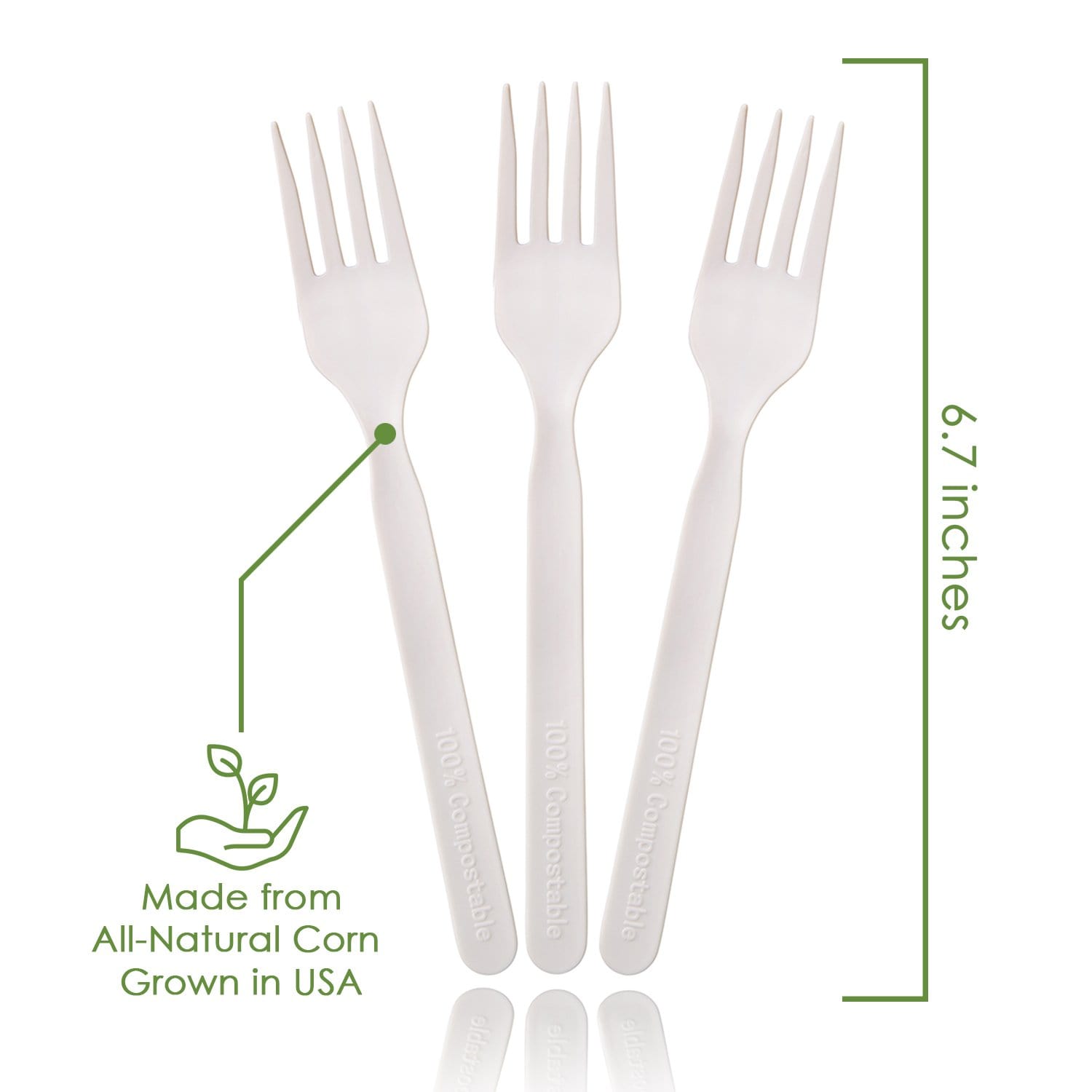 100% Compostable Forks - Disposable Eco Fork Utensil Sets - Eco Friendly Alternative to Plastic Forks
