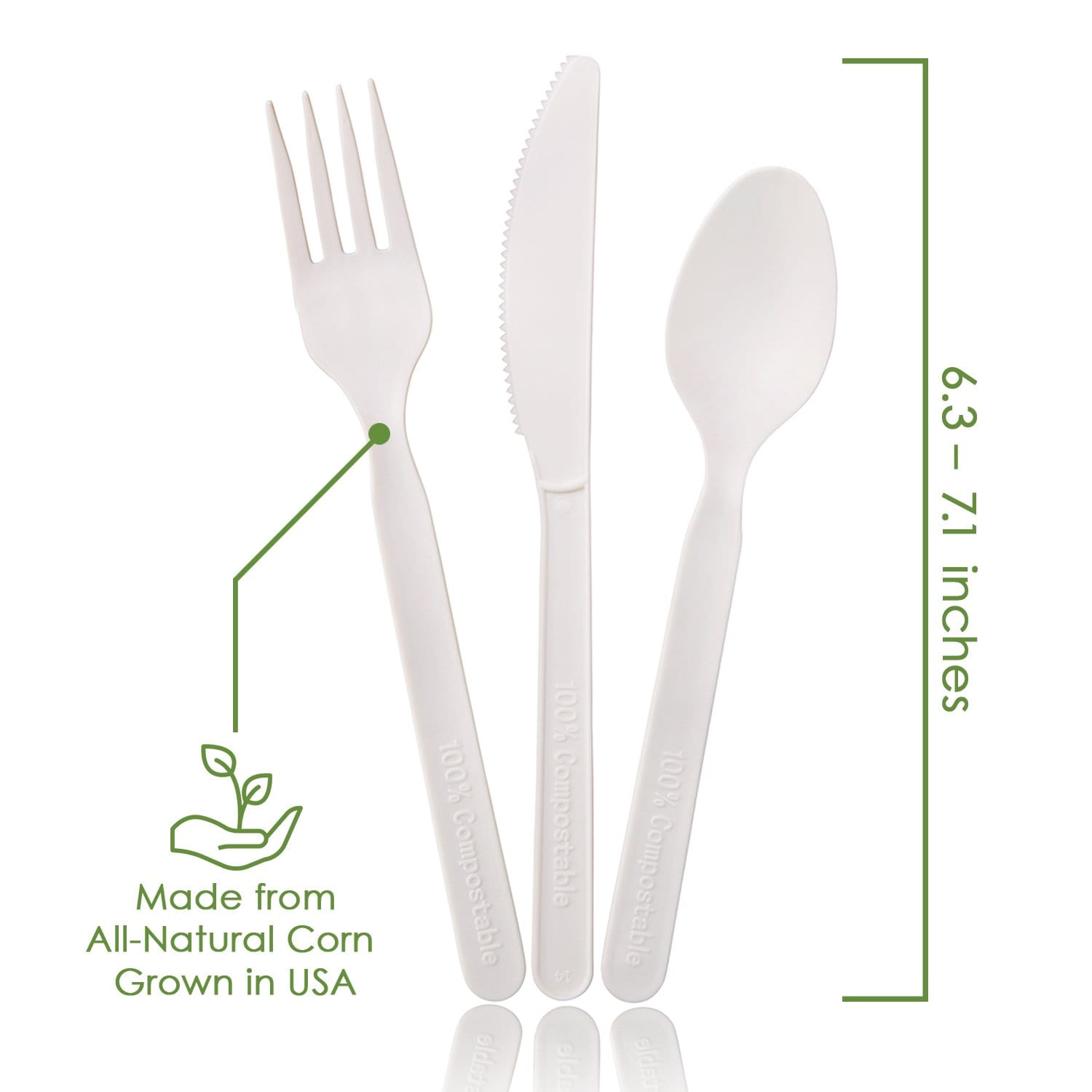 100% Compostable Forks Spoons and Knives - 380 Piece Eco Cutlery Combo Set - Eco Friendly Alternative to Plastic Silverware