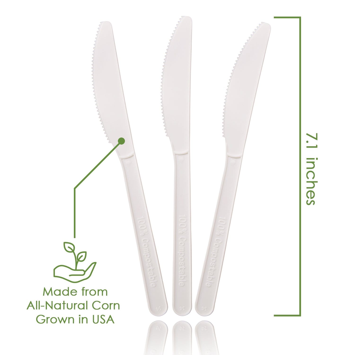 Velnoxhome  Compostable Plant-Based Cutlery Set, BPI Certified Eco-Friendly Disposable Knives with Tray